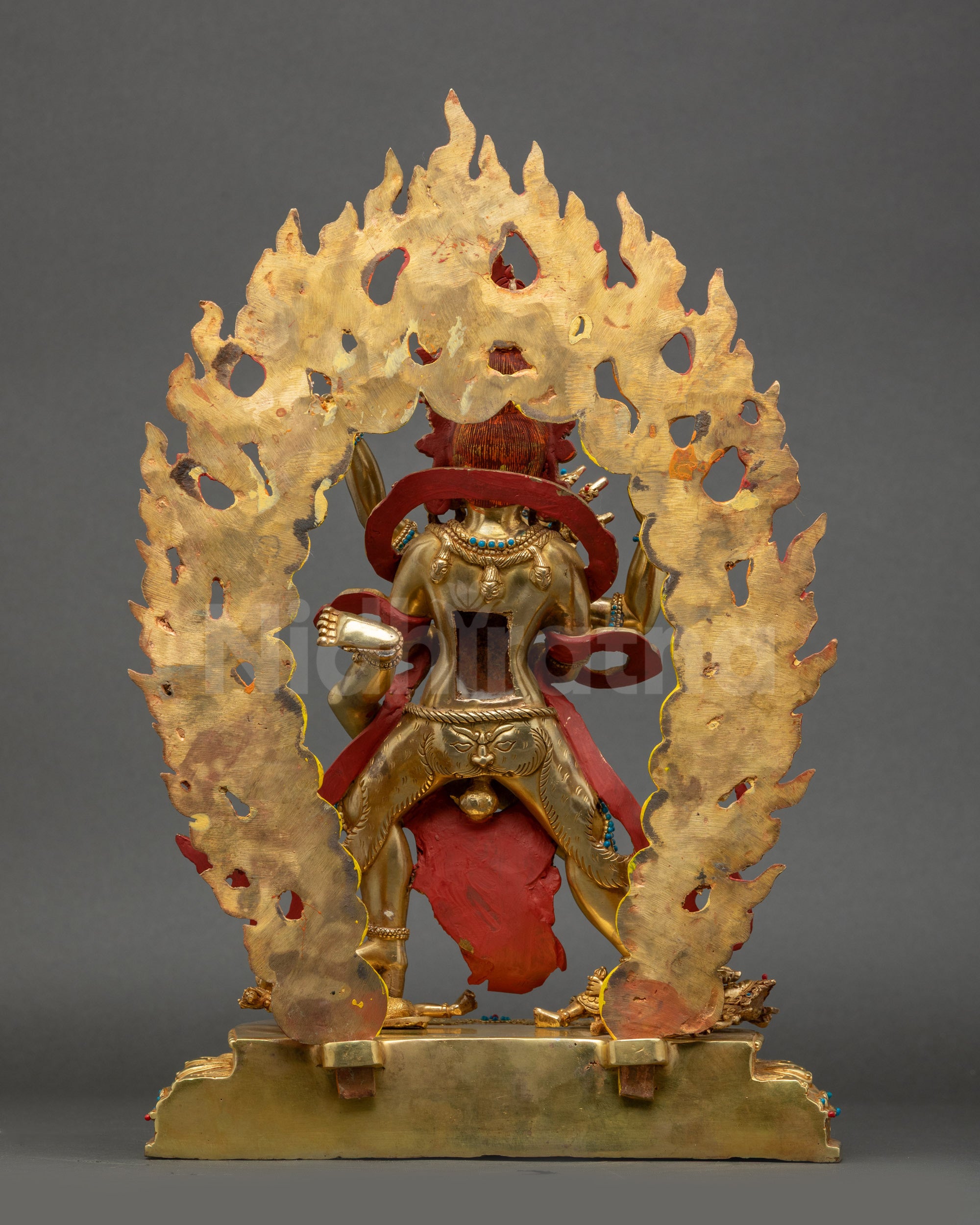 Chakrasamvara Yab Yum statue with detailed halo and traditional Himalayan design