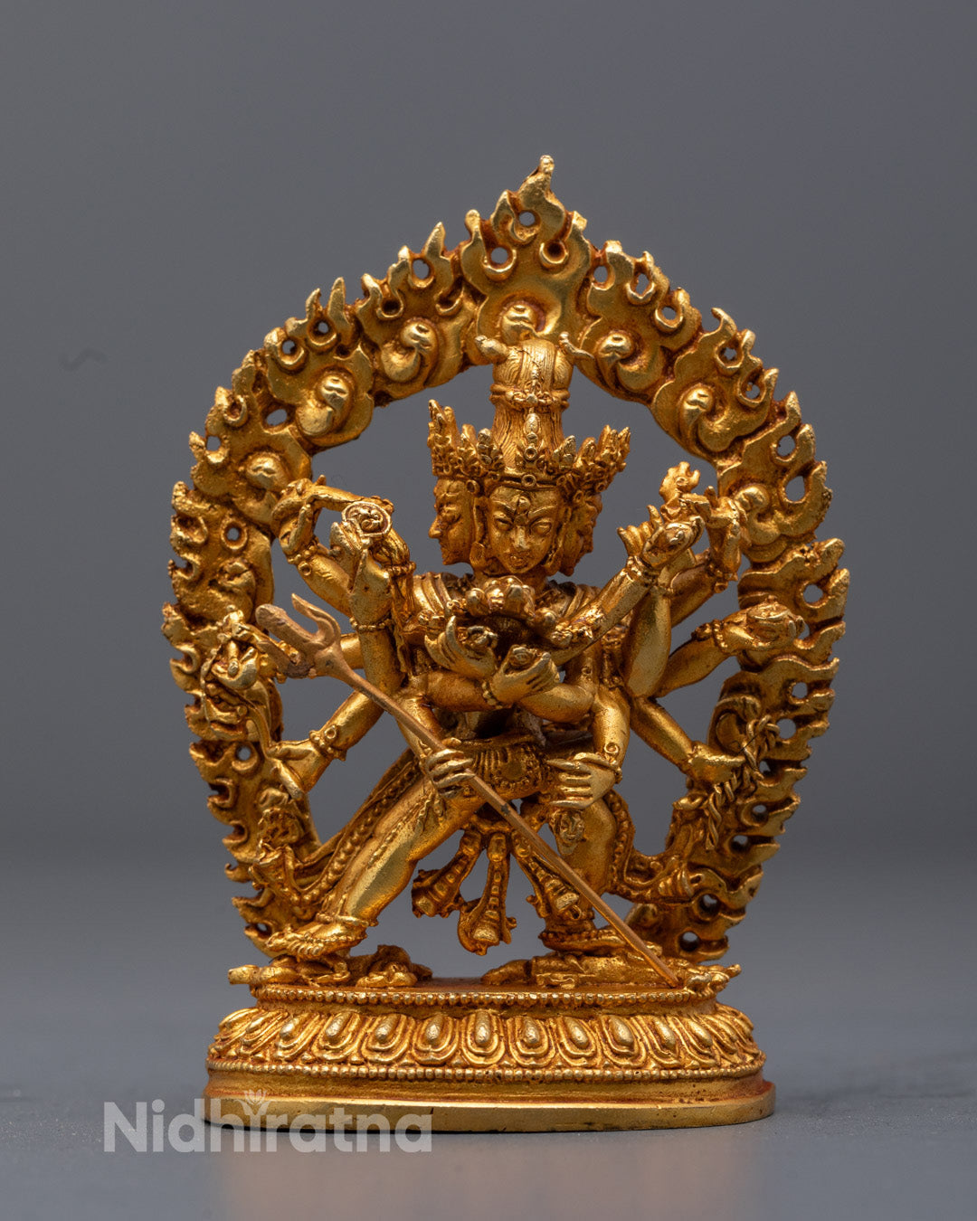 Chakrasamvara with Vajra and Bell in Union with Consort on Lotus Throne – Symbol of Compassion and Wisdom in Tibetan Buddhism