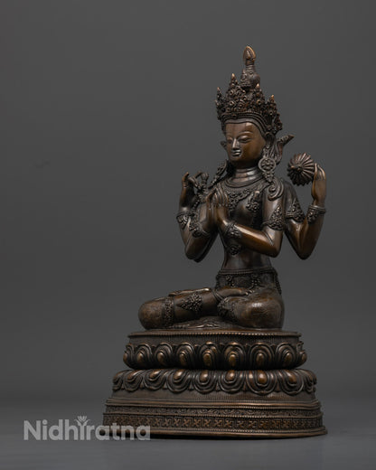 Tibetan Chenrezig Statue | Four-Armed Avalokiteshvara