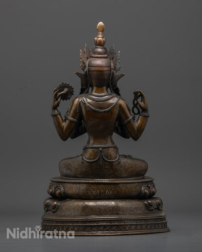 Tibetan Chenrezig Statue | Four-Armed Avalokiteshvara