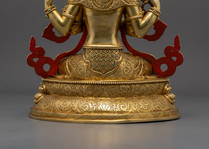 Chenrezig Statue | Hand-Carved Tibetan Buddhist Sculpture