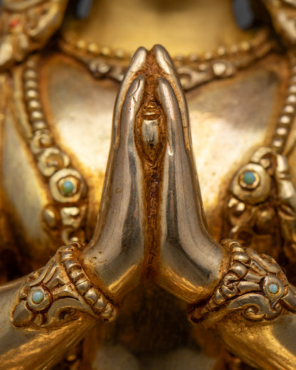 Handmade Chenrezig Statue | Traditional Nepalese Copper
