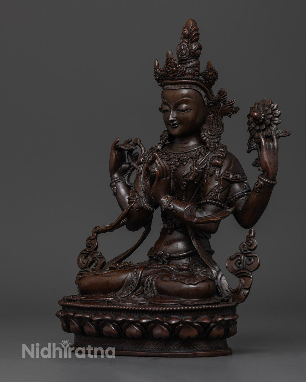 Chenrezig Statue | Oxidized Copper Avalokiteshvara