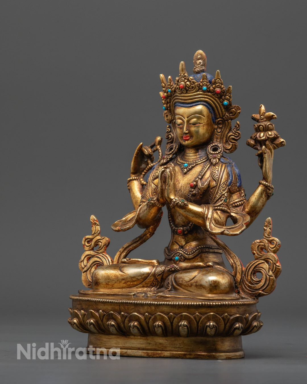 Tibetan Chenrezig Statue | Four-Armed Diety