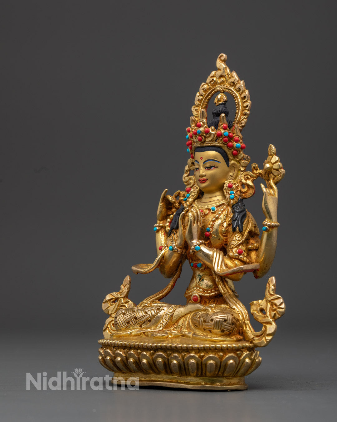 Chenrezig Statue | 24k Gold Gilded Avalokiteshvara