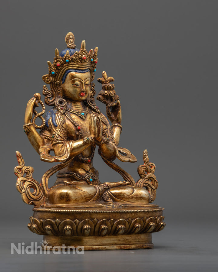 Tibetan Chenrezig Statue | Four-Armed Diety