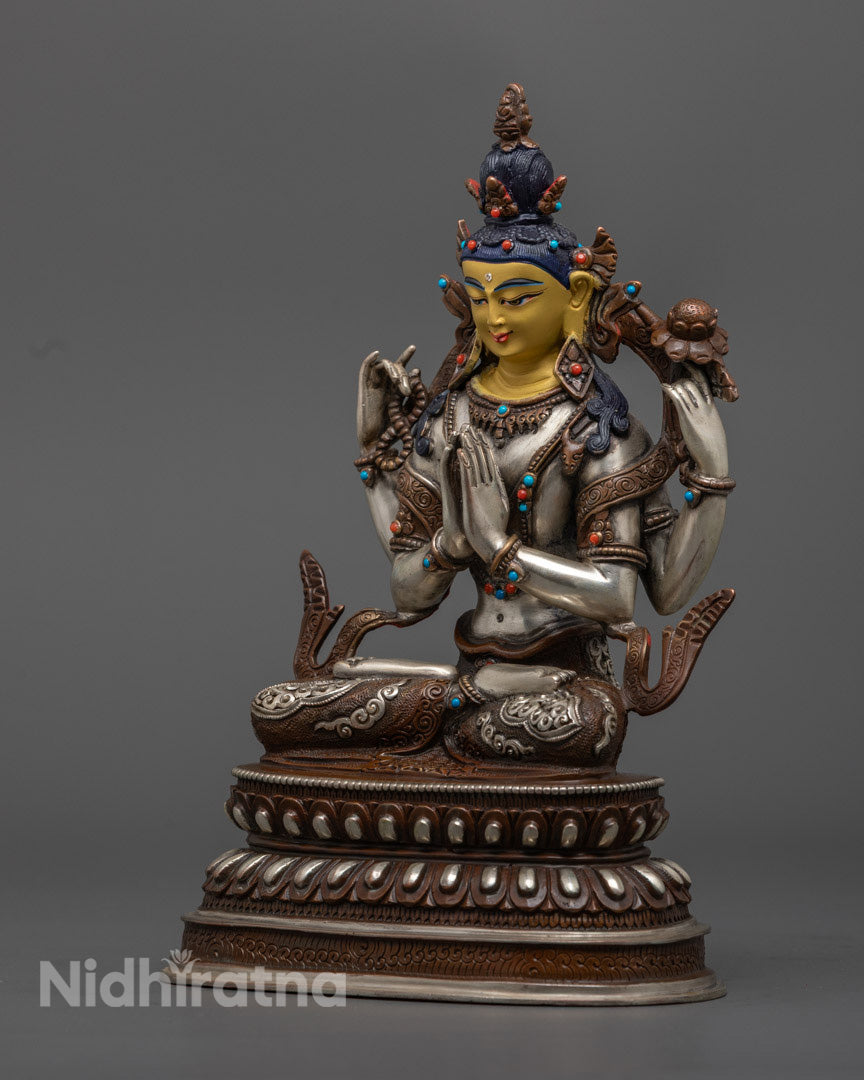 Chenrezig Statue| Handmade Tibetan Avalokiteshvara for Altar & Meditation