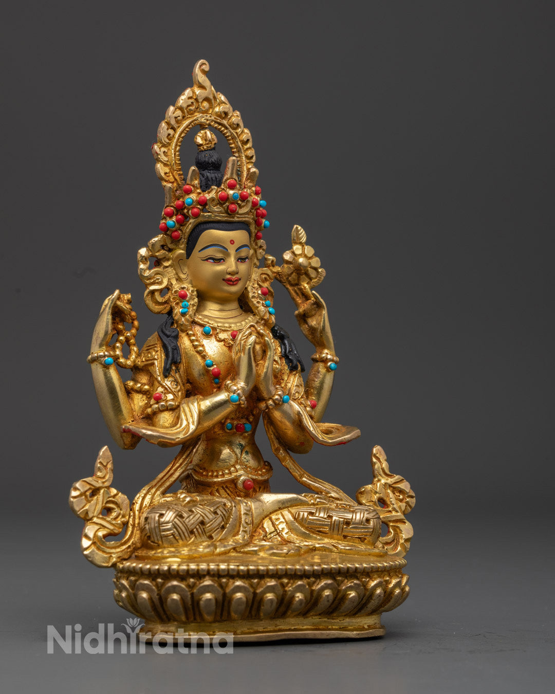 Chenrezig Statue | 24k Gold Gilded Avalokiteshvara