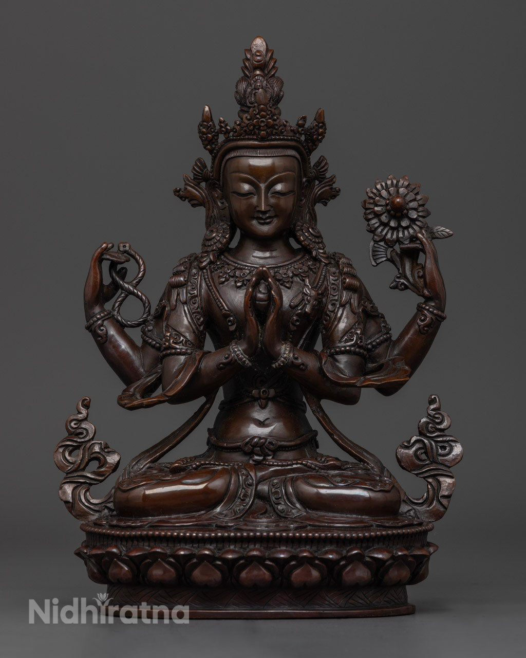 Chenrezig Statue | Oxidized Copper Avalokiteshvara