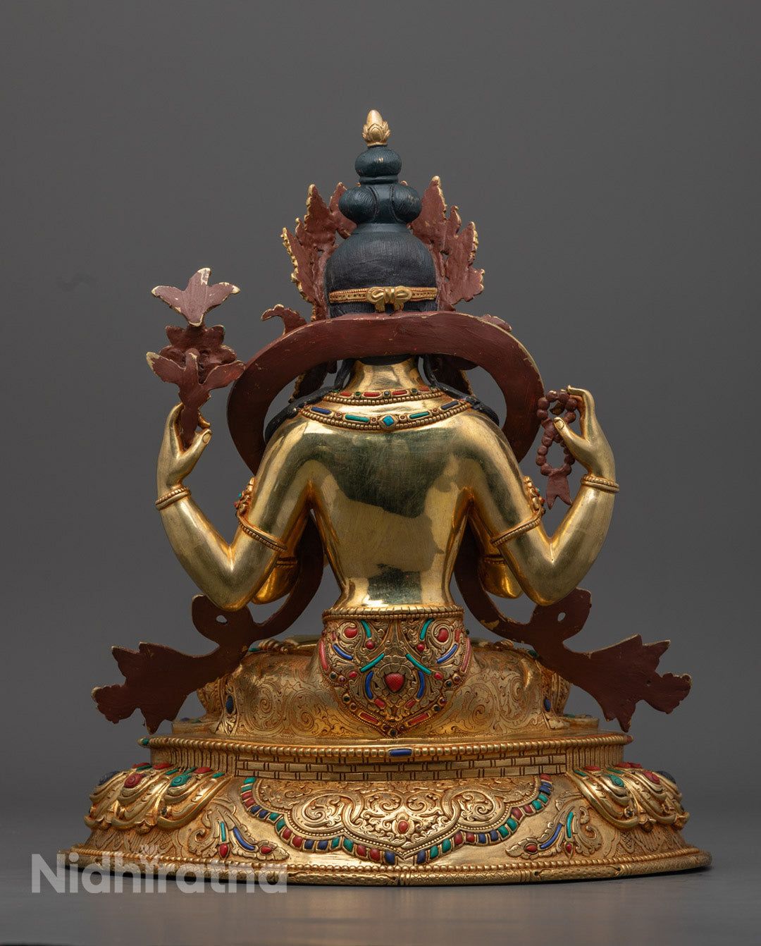 Handcrafted Chenrezig Statue | 24K Gold-Copper