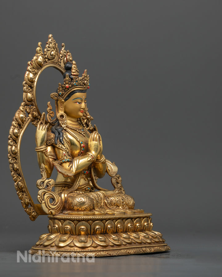 Handmade Chenrezig Statue | Gold-Gilded Avalokiteshvara for Love