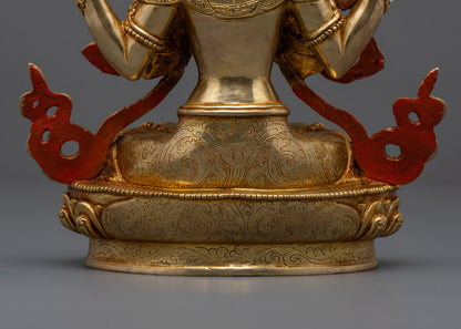 Handmade Chenrezig Statue | Traditional Nepalese Copper