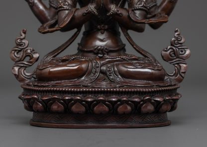 Chenrezig Statue | Oxidized Copper Avalokiteshvara