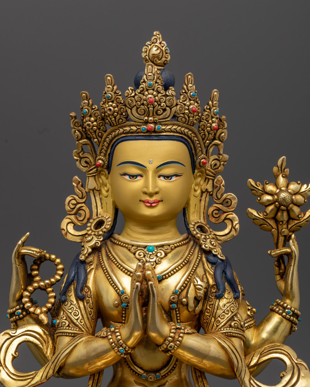Chenrezig Statue | Hand-Carved Tibetan Buddhist Sculpture