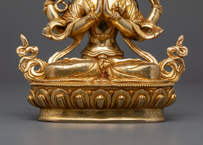 Handmade Chenrezig Statue | Traditional Nepalese Copper