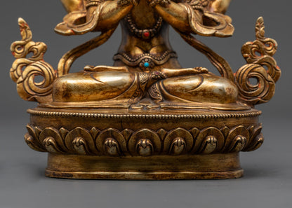 Tibetan Chenrezig Statue | Four-Armed Diety
