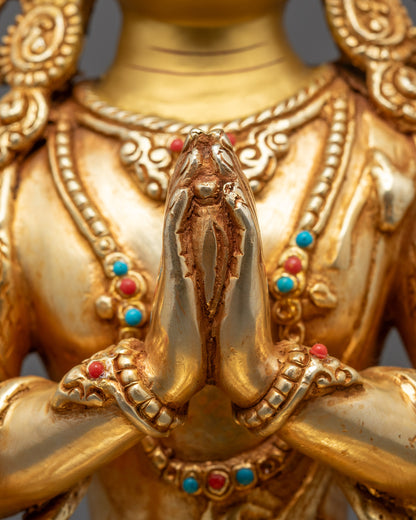 Nepalese Chenrezig Statue | Traditional Lost-Wax Method Artwork