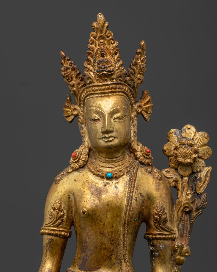 Standing Lokeshvara Bodhisattva Statue | Old Nepali Lokeshvara Statue