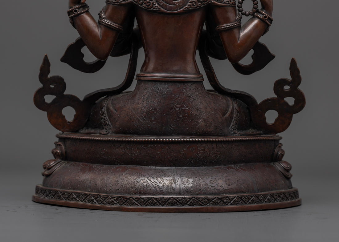 Oxidized Chenrezig Statue: Elegant Compassionate Art