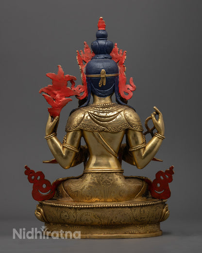 Tibetan Chenrezig Deity Statue | For Home Decor