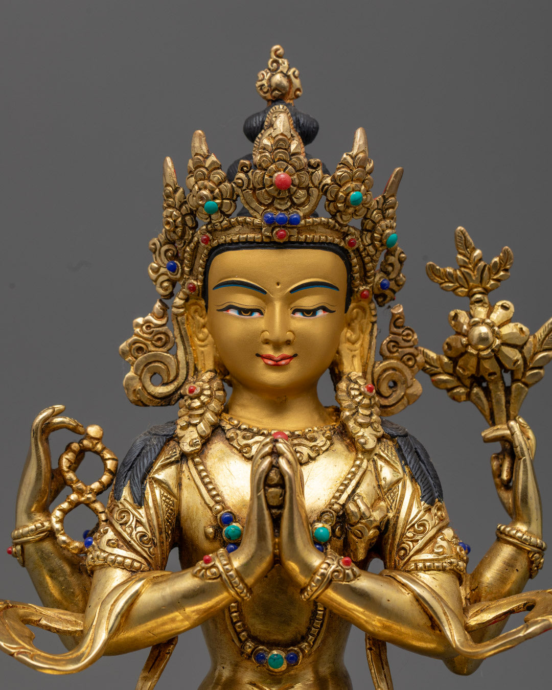 Chenrezig Statue Bodhisattva of Compassion | Tibetan Buddhist Altar Decor