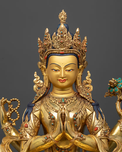 Chenrezig Bodhisattva Statue | Sacred Tibetan Sculpture