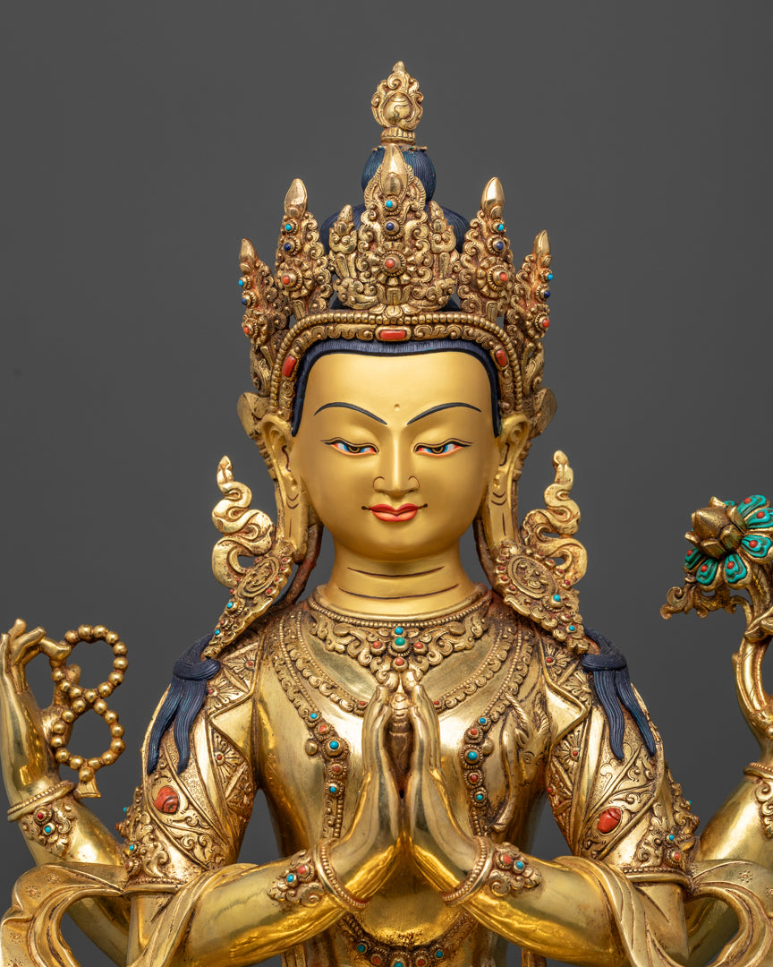Chenrezig Bodhisattva Statue | Sacred Tibetan Sculpture
