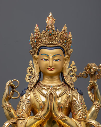 Handcrafted Chenrezig Statue | Tibetan Buddhist Deity for Sale