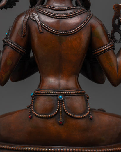 Oxidized Chenrezig Statue: Sacred Art for Peace