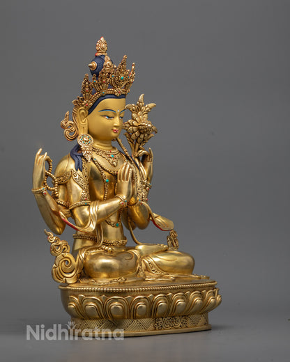 Handmade Chenrezig Sculpture | Traditional Himalayan Craftsmanship