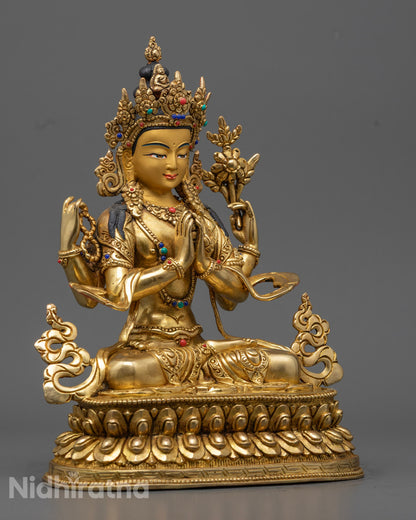 Chenrezig Statue Bodhisattva of Compassion | Tibetan Buddhist Altar Decor