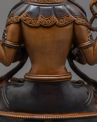 Buddhist Oxidized Lokeshvara Statue | Spiritual Decor