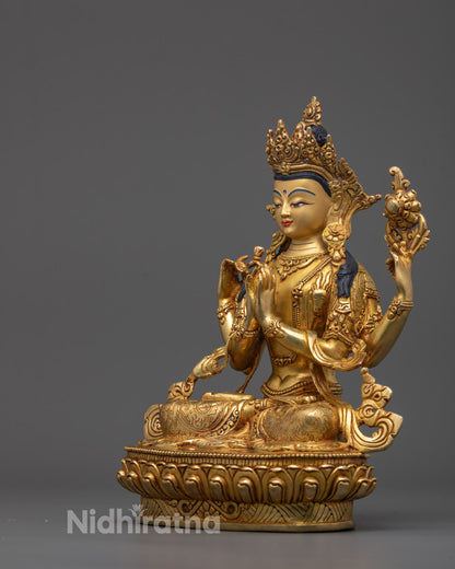 Beautifully Hand-Carved Chenrezig Statue | Avalokiteshvara Deity