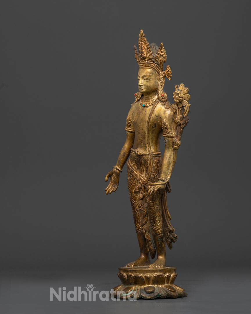 Standing Lokeshvara Bodhisattva Statue | Old Nepali Lokeshvara Statue