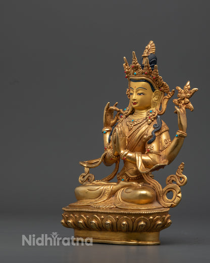 Chenrezig Statue | Tibetan Hand-Carved Sculpture of Avalokiteshvara
