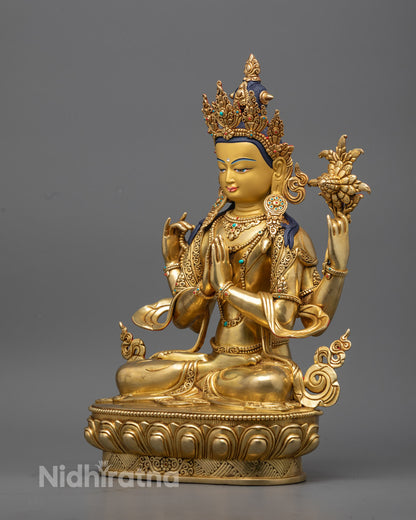 Handmade Chenrezig Sculpture | Traditional Himalayan Craftsmanship