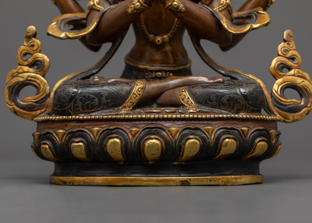 Chenrezig Bodhisattva Statue | Handcrafted Oxidized Copper Statue