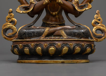 Chenrezig Bodhisattva Statue | Handcrafted Oxidized Copper Statue