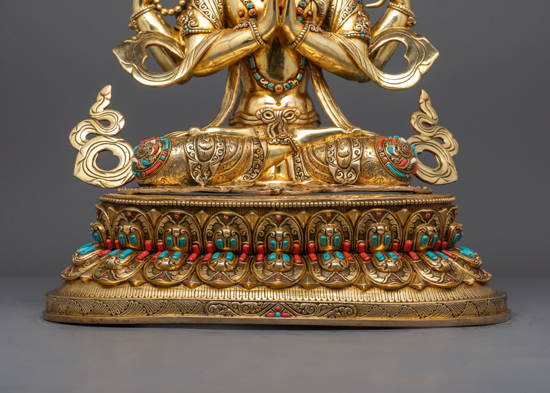 Hand Carved Chenrezig Statue | Ideal Gift for Spiritual Healing