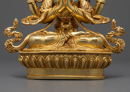Chenrezig Statue | Handcrafted Copper Sculpture with Fine Detail