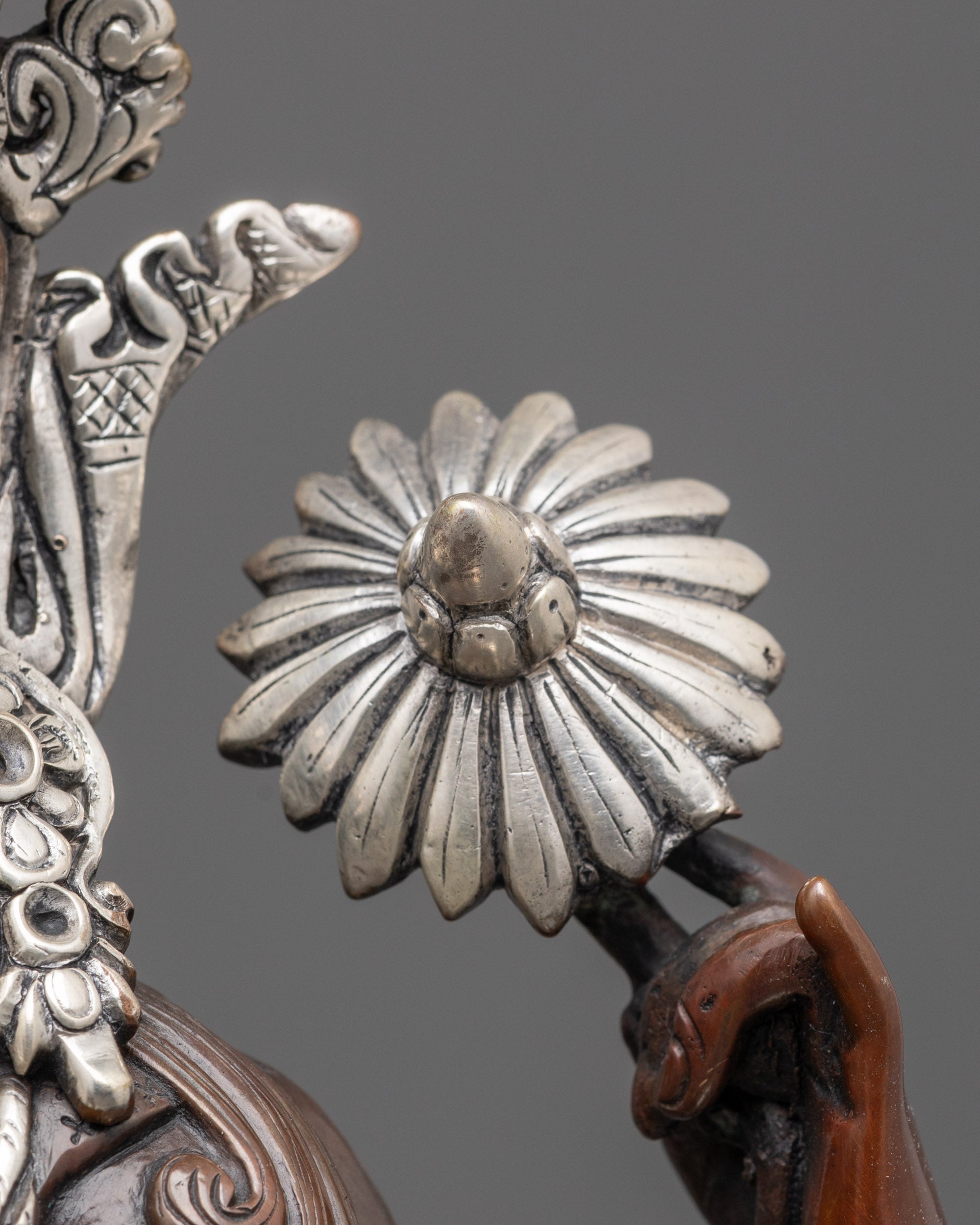 Buddhist Oxidized Chenrezig Statue | Compassionate Bodhisattva Idol