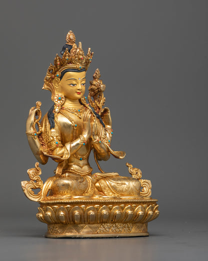Handcrafted Chenrezig Statue | Tibetan Avalokiteshvara for Compassion