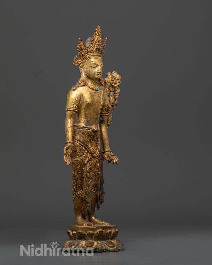 Standing Lokeshvara Bodhisattva Statue | Old Nepali Lokeshvara Statue