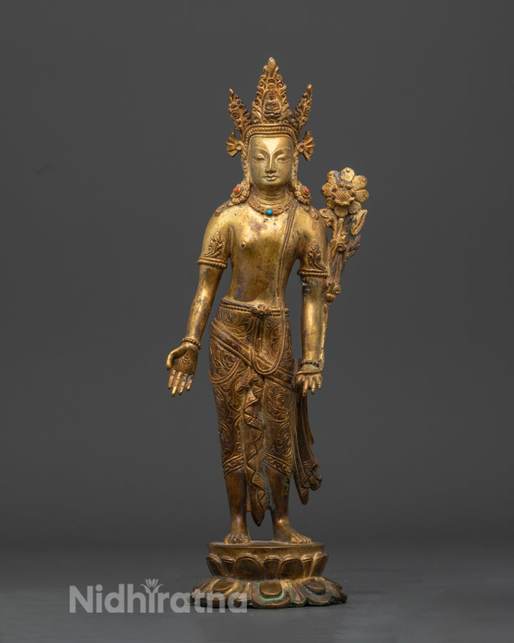 Standing Lokeshvara Bodhisattva Statue | Old Nepali Lokeshvara Statue