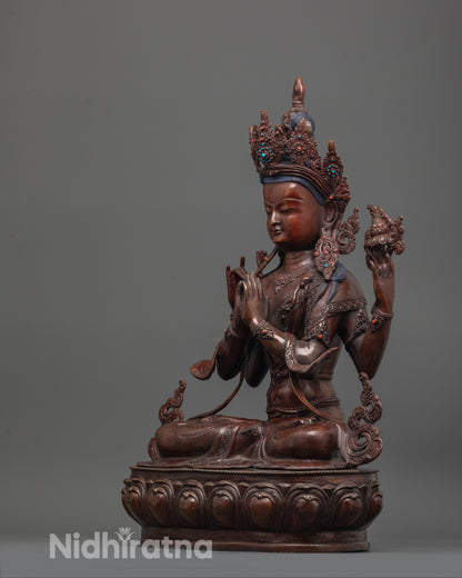 Authentic Chenrezig Statue | Tibetan Buddhist Sculpture