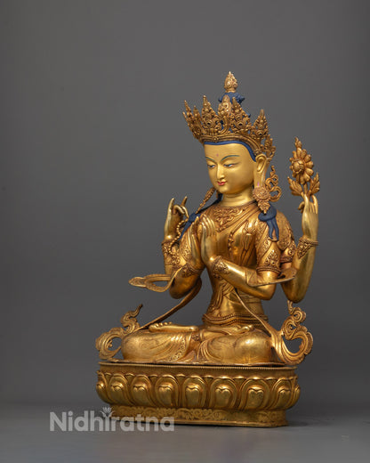 Four-Armed Chenrezig Statue | Himalayan Buddhist Protector