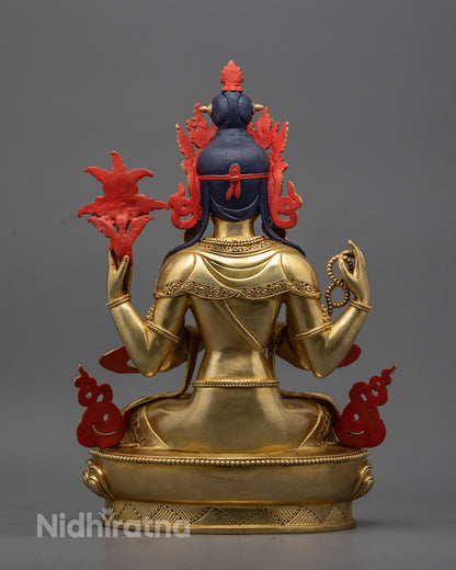 Handmade Chenrezig Sculpture | Traditional Himalayan Craftsmanship
