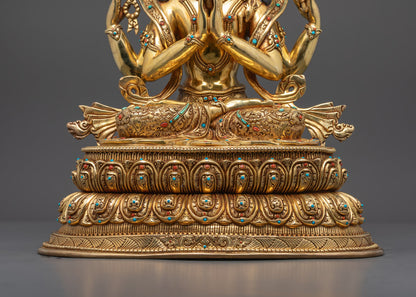 Hand-Craved Sacred Chenrezig Statue | Traditional Tibetan Art