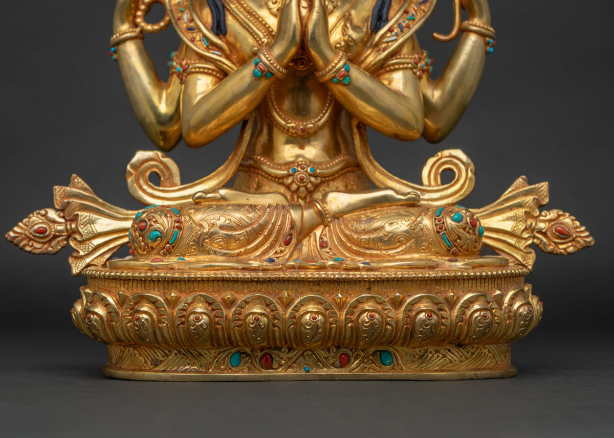 Four-armed Chenrezig Statue from Nepal | Handcrafted with Devotion