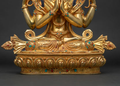 Four-armed Chenrezig Statue from Nepal | Handcrafted with Devotion